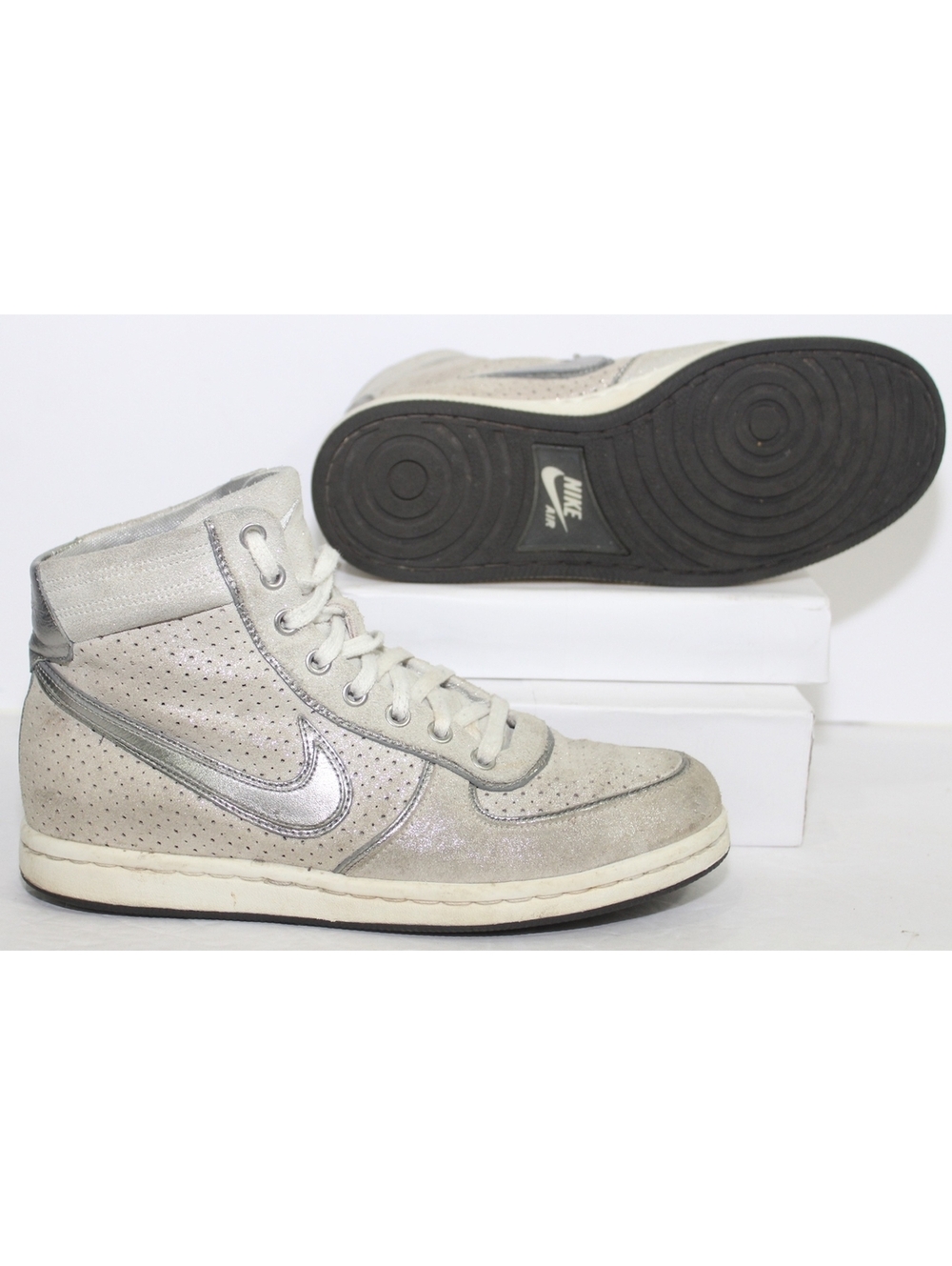 NIKE WOMENS AIR SCANDAL MID 330238-113 Sneakers Basketball Shoes Gray Silver 6.5